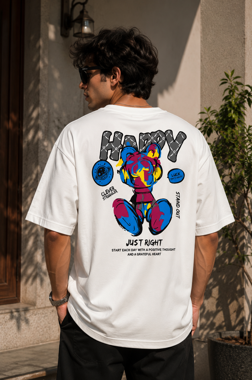 The Stranger'z Happy Bear LuxeSilk Oversized Tee