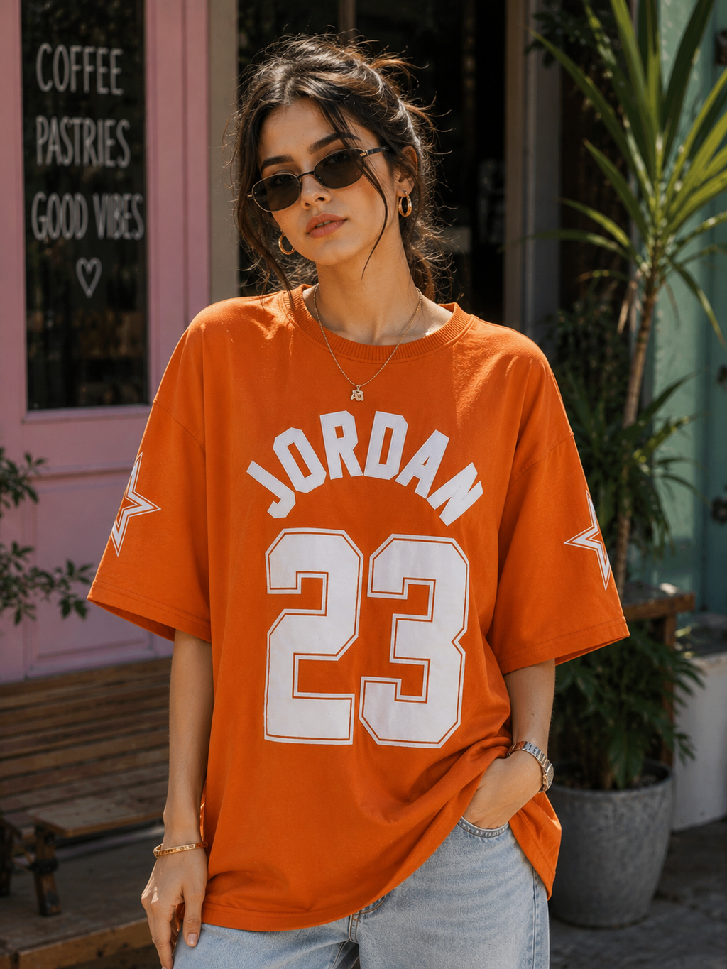 The Stranger'z Store Sunset Varsity Oversized Tee