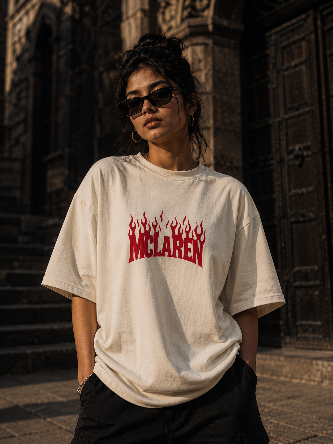 The Stranger'z Store Velocity Blaze Oversized Tee – Cream Edition