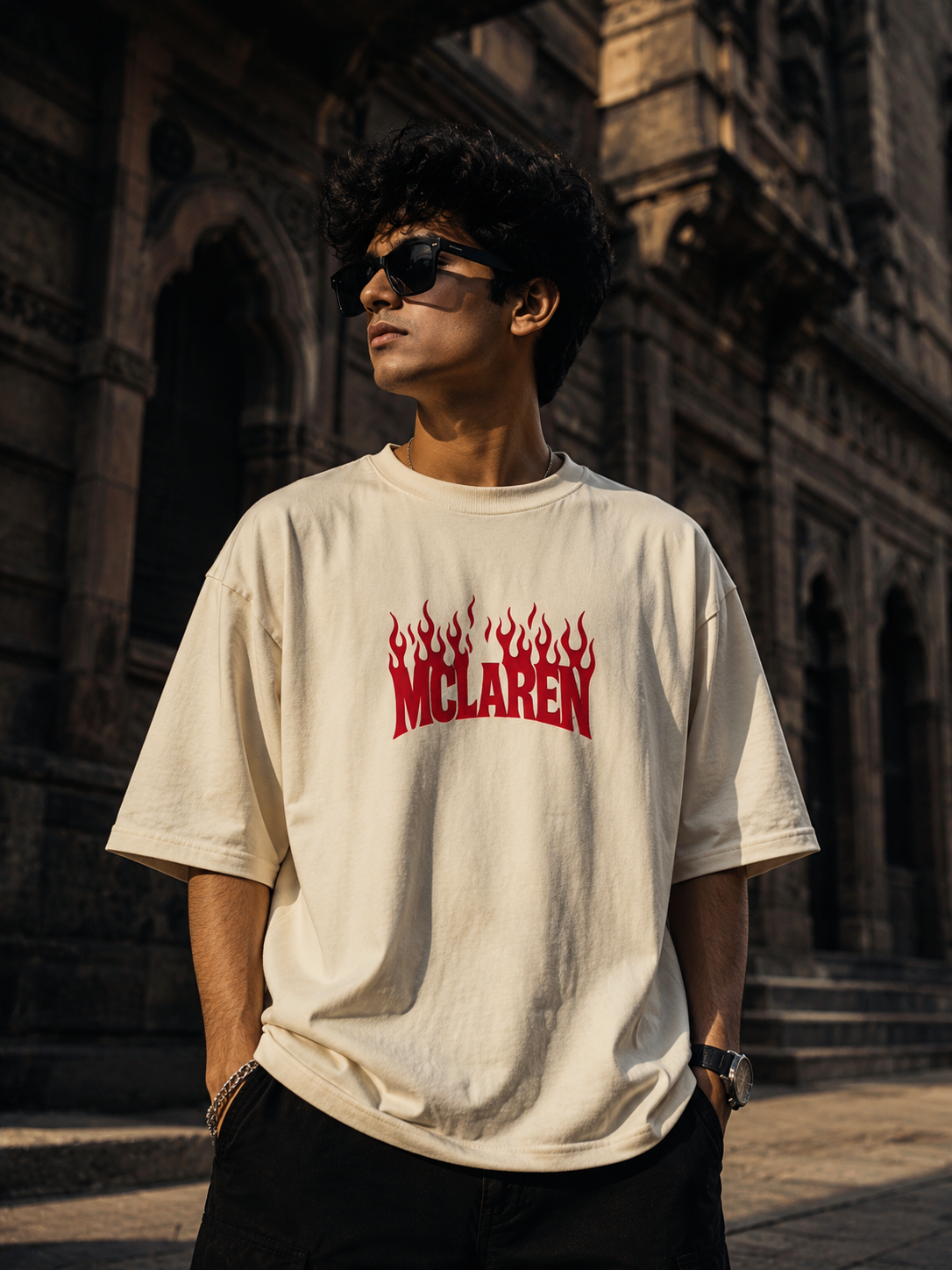 The Stranger'z Store Velocity Blaze Oversized Tee – Cream Edition